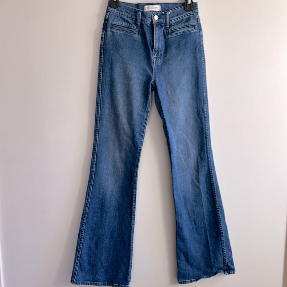 Madewell Flea Market Flare high rise medium wash denim